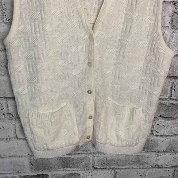 Vintage 90s Penmans Textured Knit Grandma Cardigan Sweater Vest - Picture 3 of 12